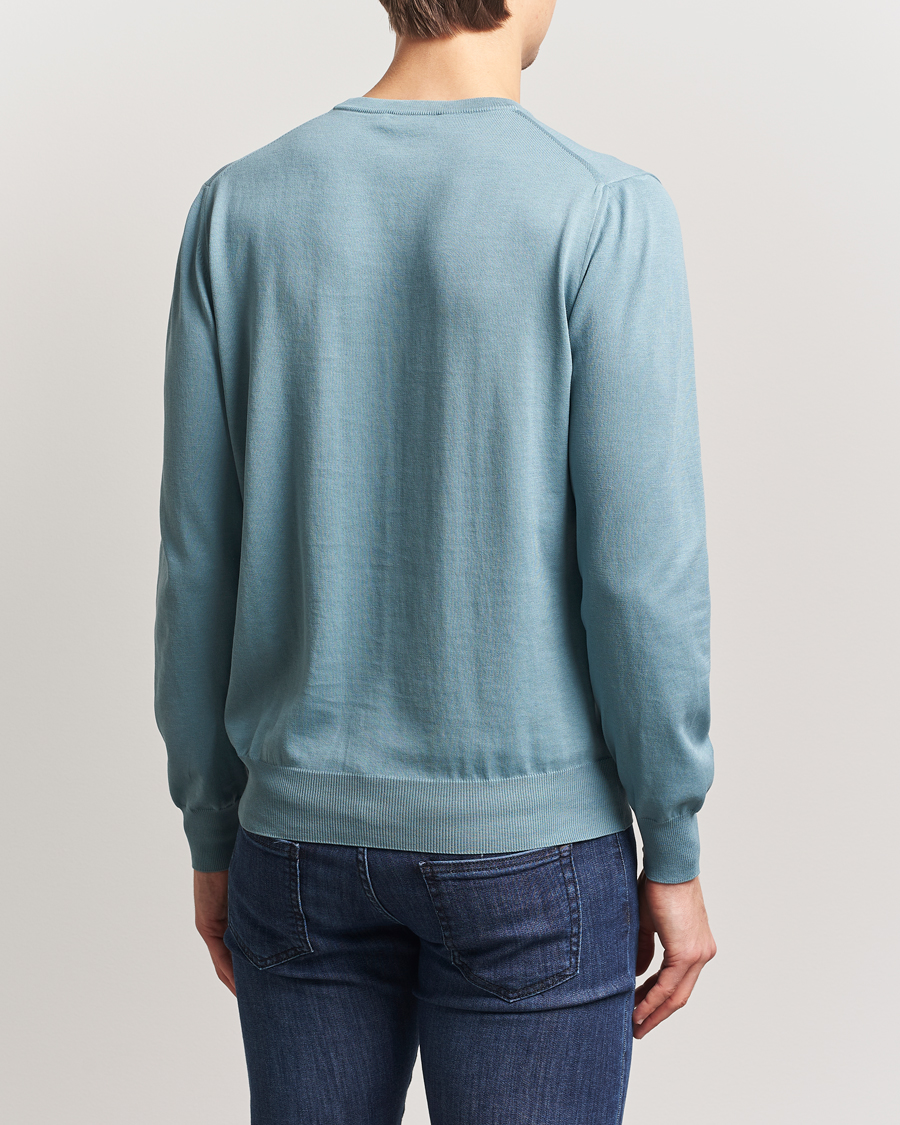 Canali Cotton Crew Neck Pullover Teal