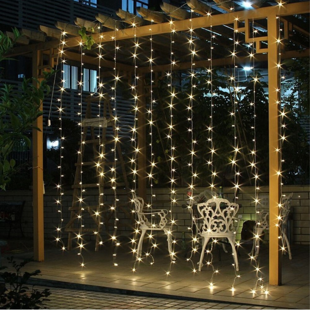 (3x2m) 200 LED's Deko USB Draht Lichterkette Vorhang Beleuchtung 8 Modi   Fernbedienung - Kaltweiss