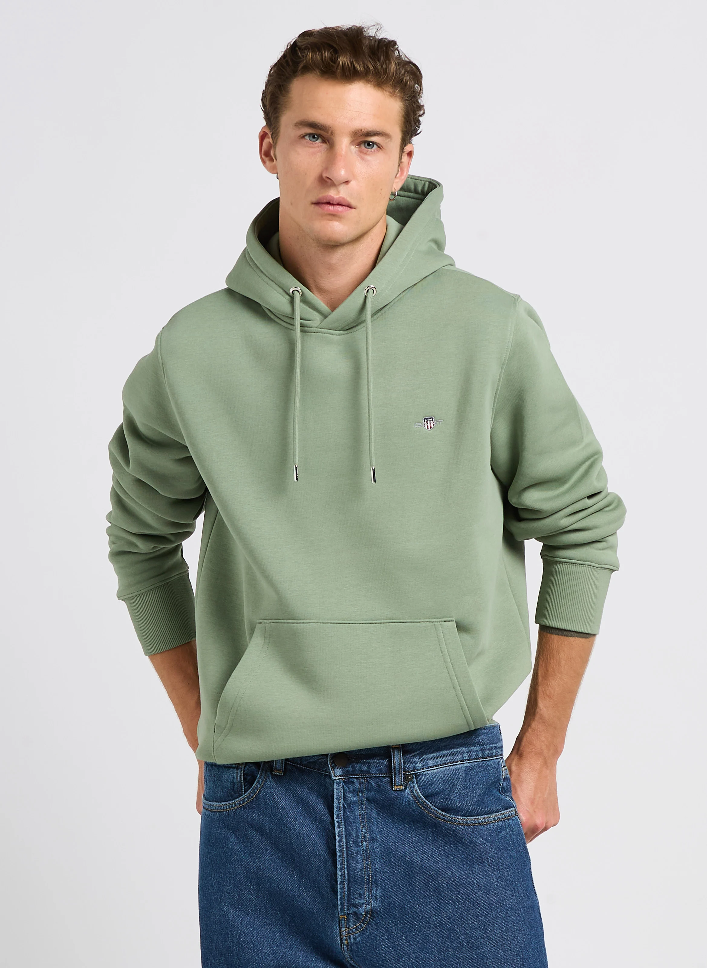 Sweat à capuche regular-fit en coton mélangé | Vert