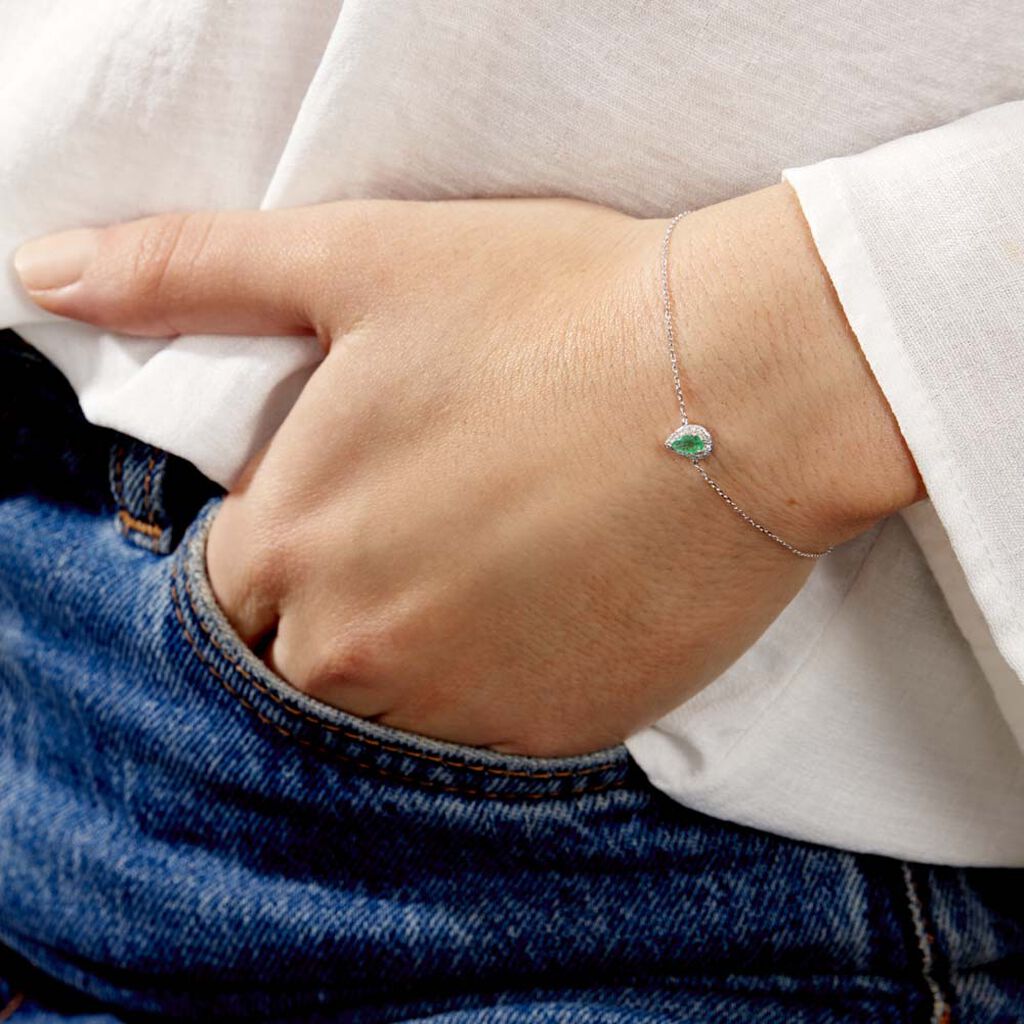 Bracelet Juliettina Or Blanc Emeraude Et Diamant