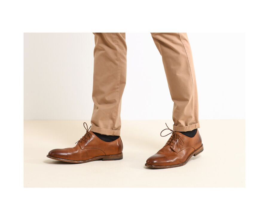 Derbies homme Châtaigne Patiné semelle cuir - HILPERTON