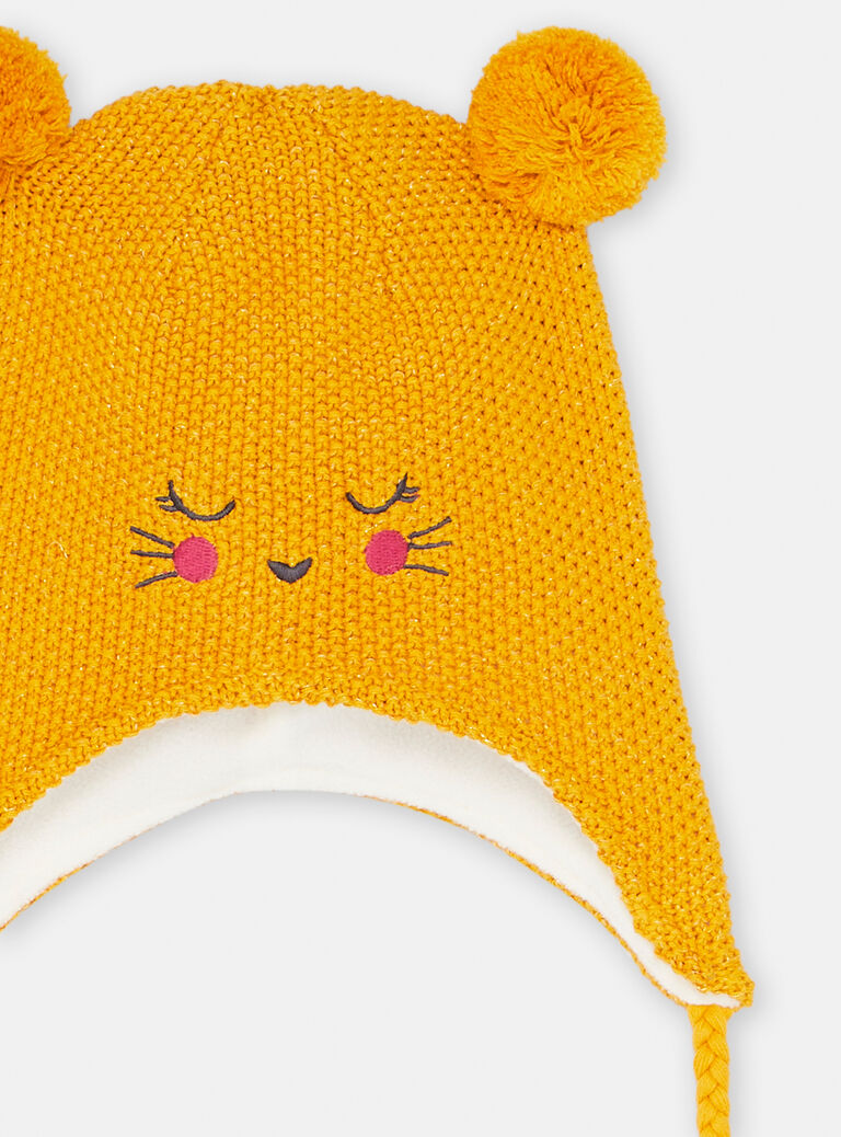 Bonnet jaune à pompons