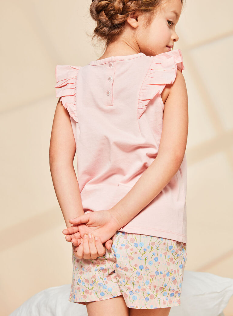 Pyjama rose à motif et imprimé fleurs