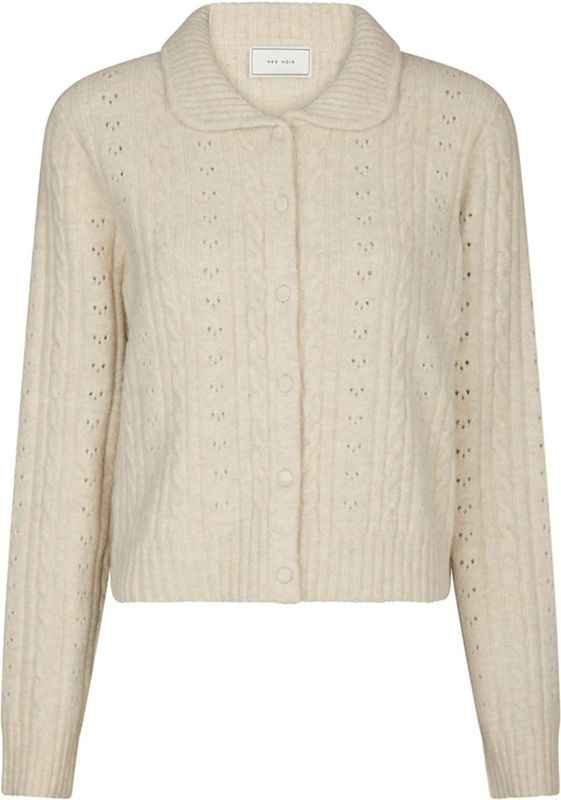 Neo Noir Dames vest ecru (Maat: 38) - Effen - Halslijn: Polokraag,
