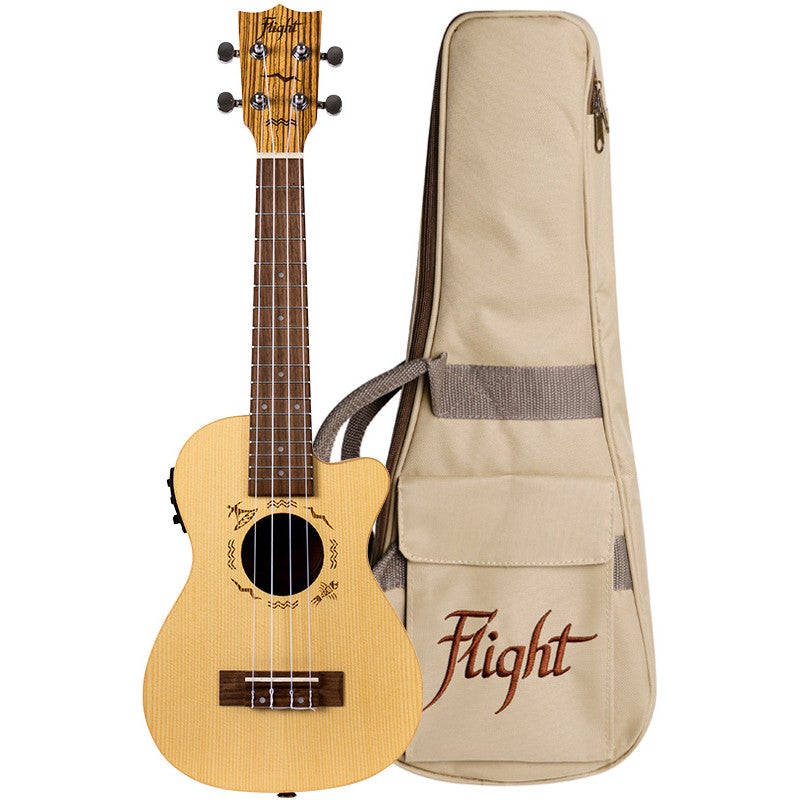 Flight Designer Series DUC328E SP/ZEB elektrisch-akoestische concert ukelele met gigbag