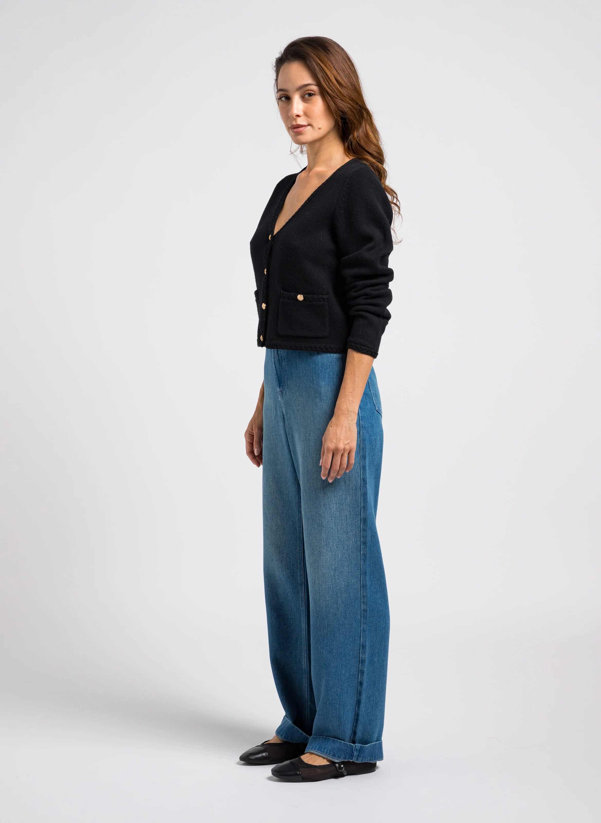 MELLA - Gilet boutonné en laine| Noir