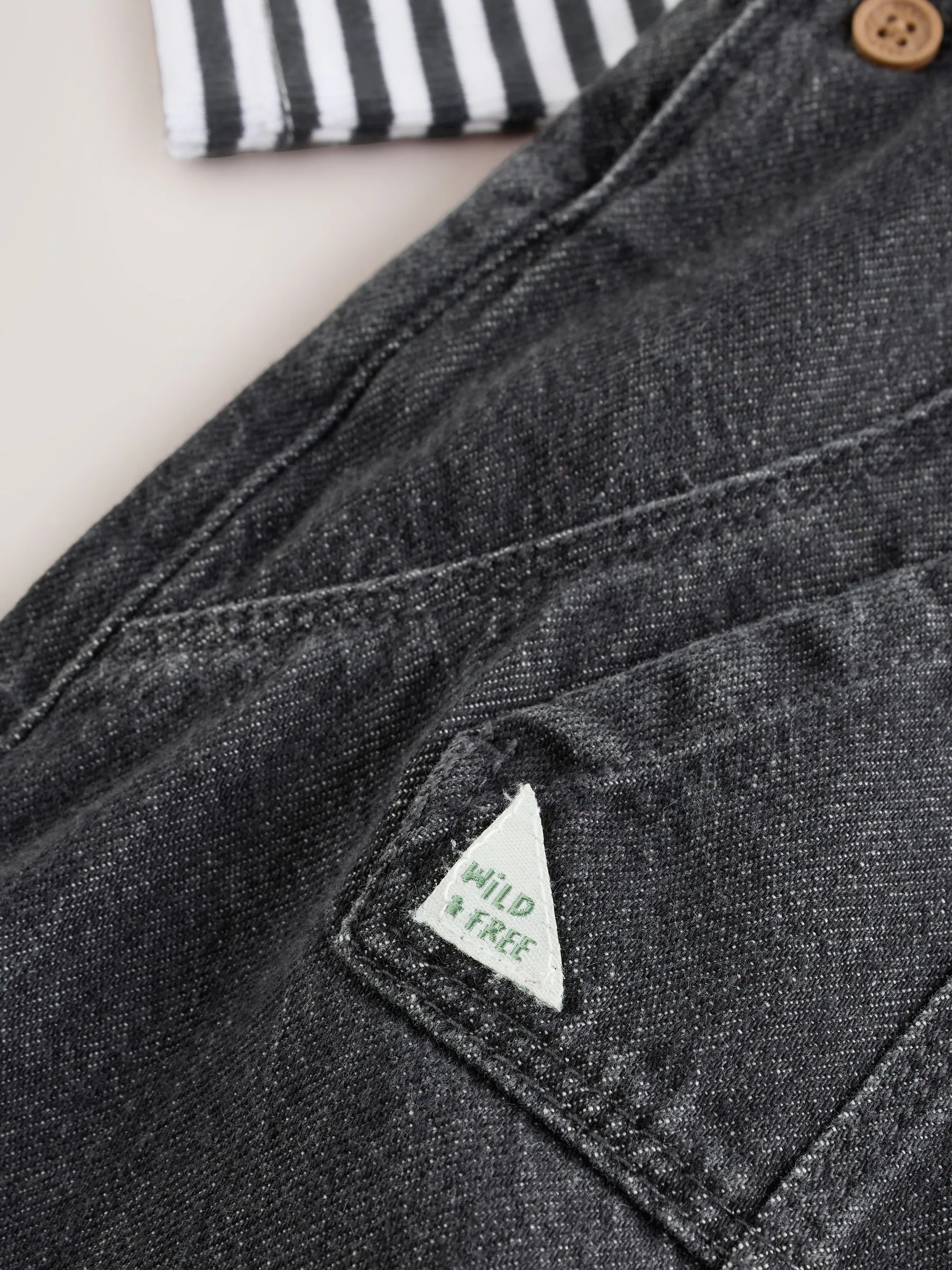 Antraciet - Babyset van denim bretelbroeken en bodysuit (0 mnd - 2 jr)