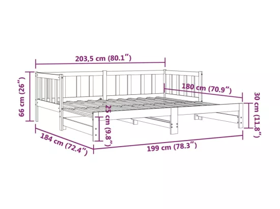 Lit de jour et lit gigogne sans matelas 90x200 cm bois massif