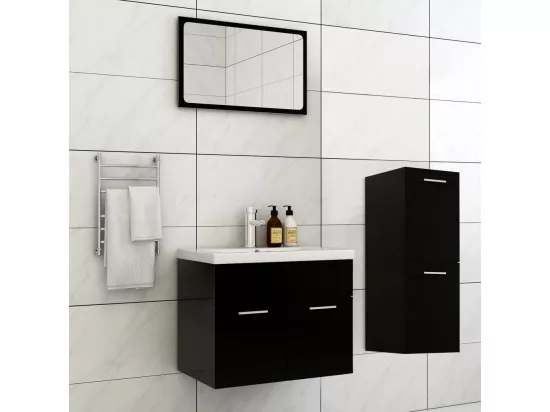 Ensemble de meubles de salle de bain Noir Aggloméré
