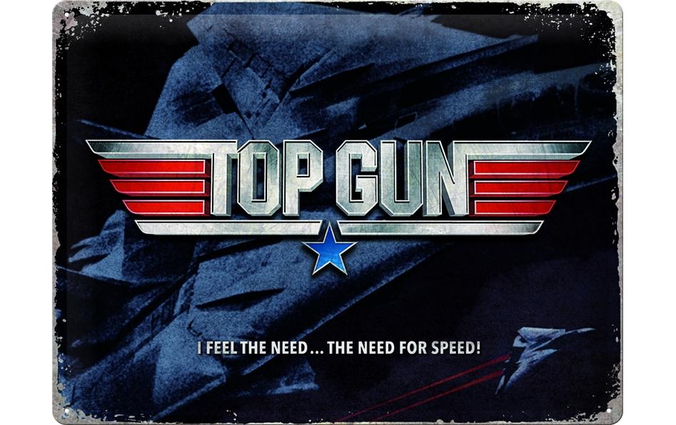Schild Top Gun 30 cm x 40 cm, MetallBlechschild zum Aufhängen