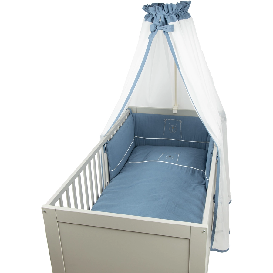 Be Be 's Collection Musselin Bettset 3-tlg. dunkelblau 100 x 135 cm