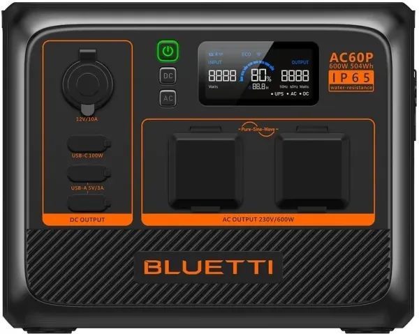 Bluetti AC60P Tragbare Power Station Lithium-Eisen-Phosphat (LiFePO4) 600 W 9,1 kg (AC60P-EU-GY-BL-00)