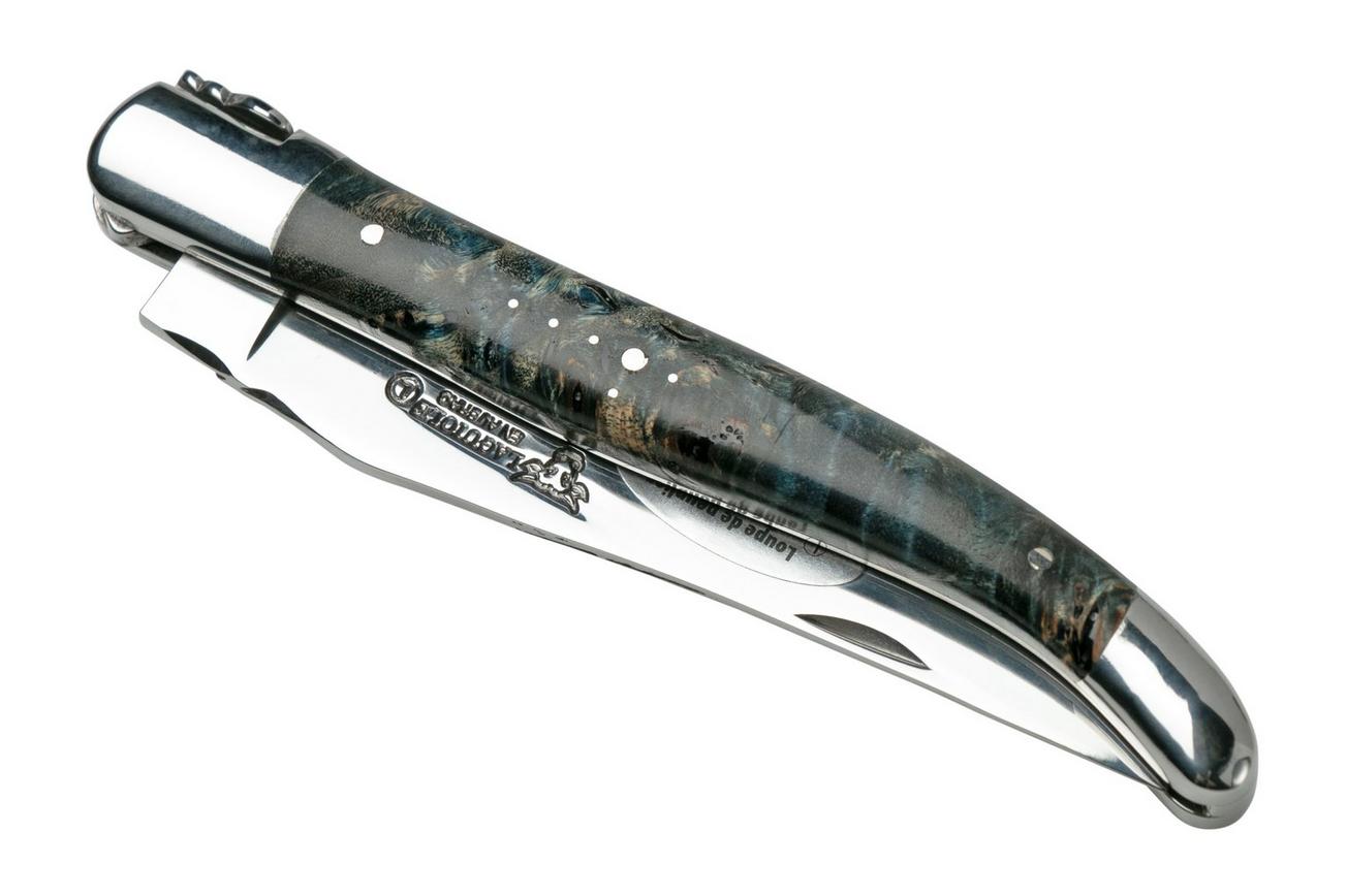 Laguiole en Aubrac Blue Poplar Burl L0212LBPIFSJ1 populierenhout, gepolijst, laguiole zakmes, 12 cm