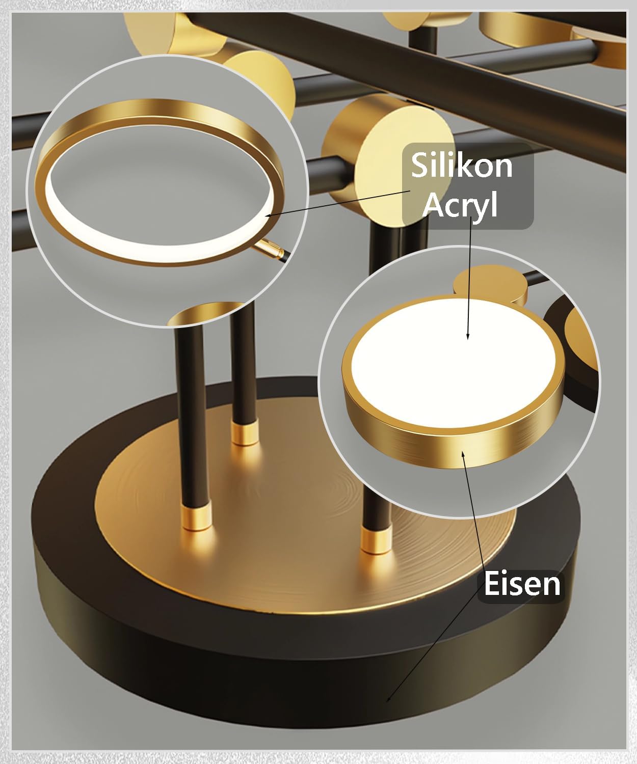 Moderne LED-Deckenleuchte 6 Köpfe dimmbar Wohnzimmer Deckenleuchte Schlafzimmer Deckenleuchte für Büro Küche Esszimmer Kronleuchter (Gold, 6 Köpfe)
