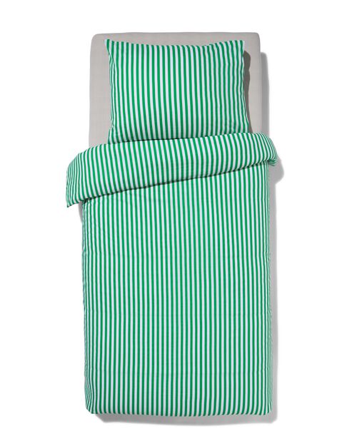 housse de couette enfant - coton doux - 140x200 - rayure - vert