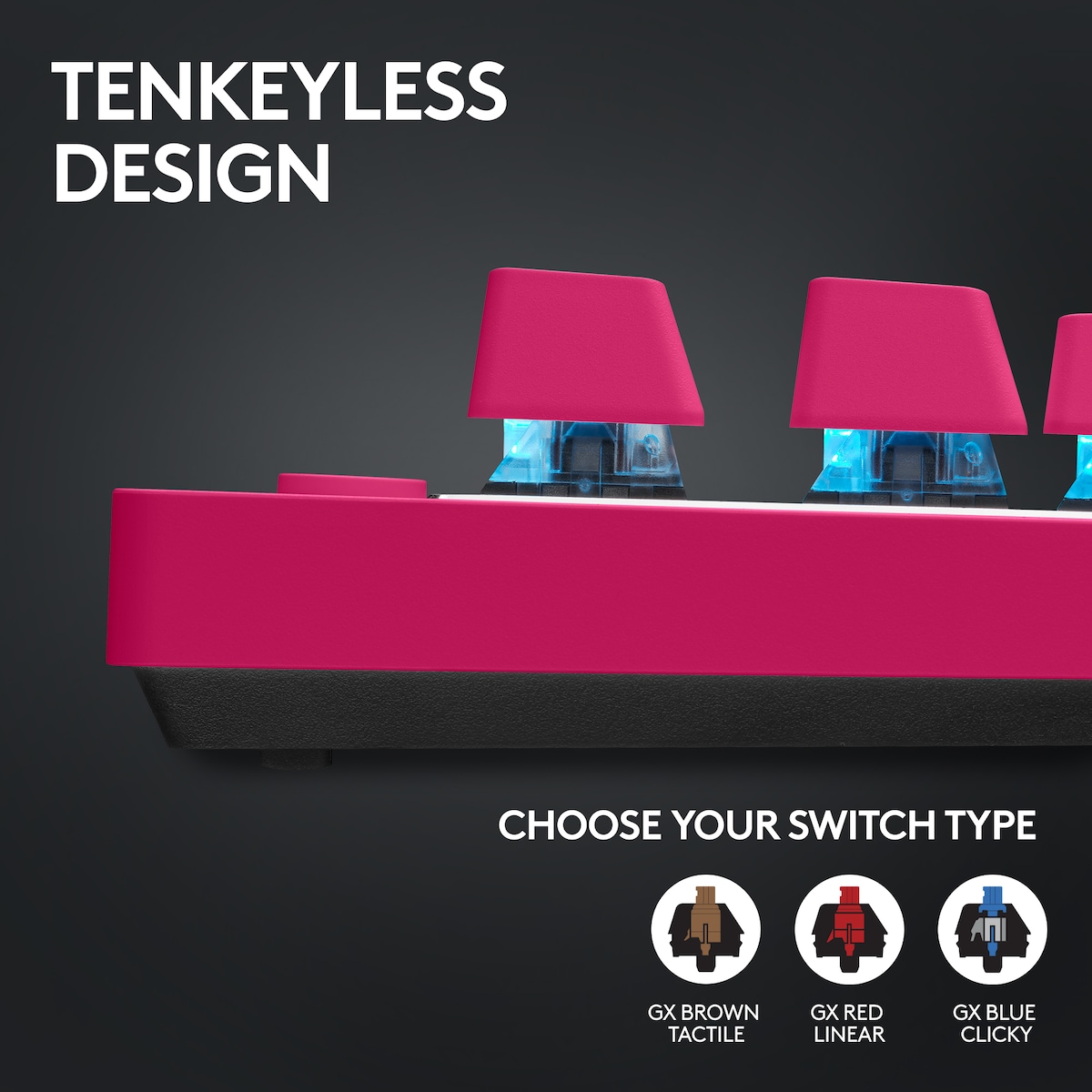 Logitech G PRO X TKL Lightspeed Tactile trådløst gamingtastatur (rosa)