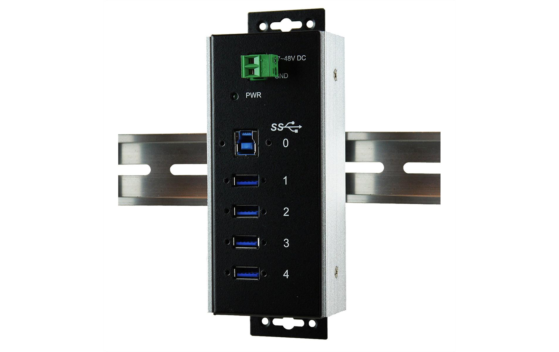 USB-Hub EX-1185HMVS-WT USB 3.2 Gen 1 Hub 4-Port<br>4-Port USB 3.0 Hub mit Surge-Protection, Metallgehäuse