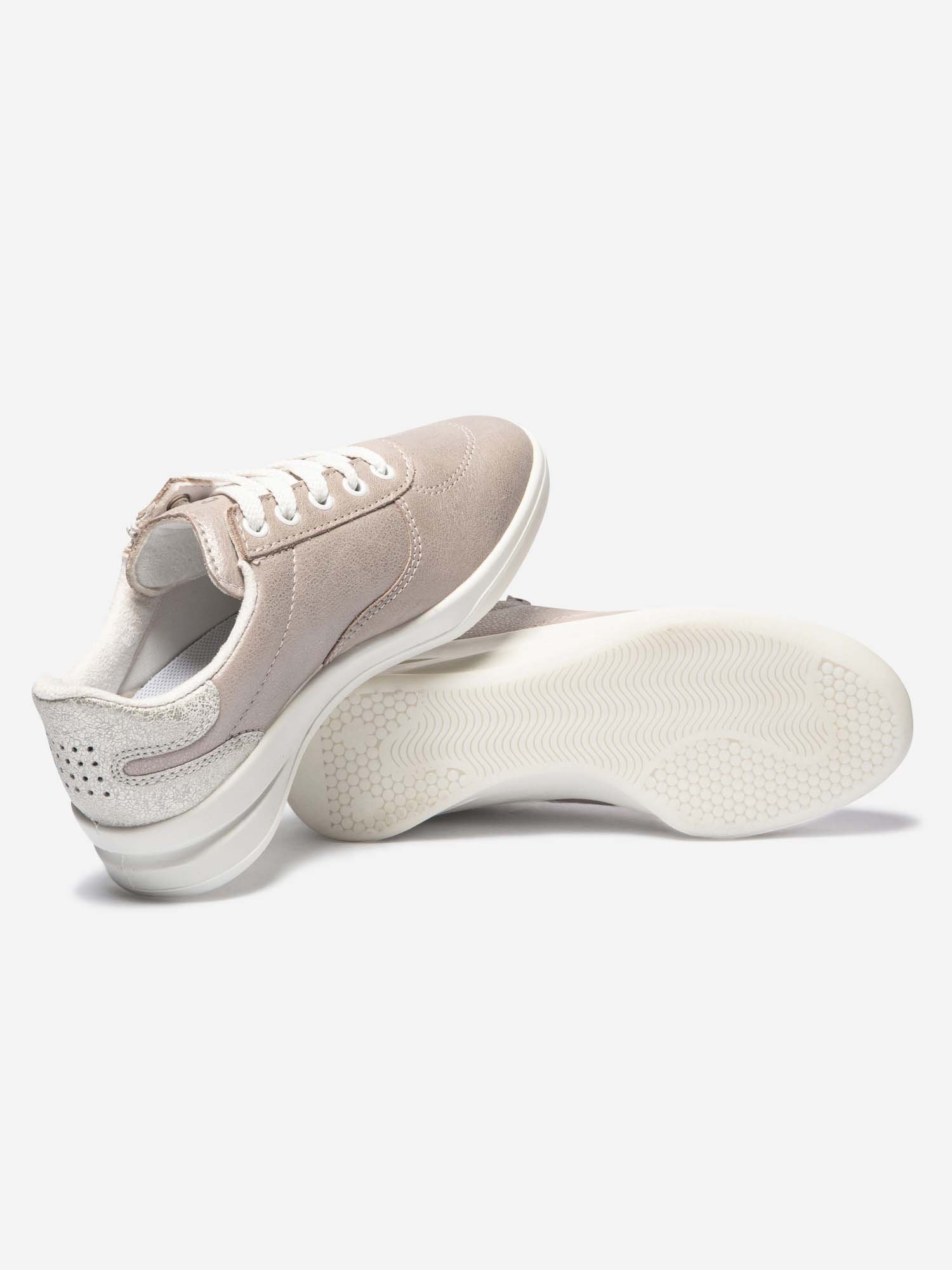 Baskets Femme Fabriquées en France Zippées Dessus Cuir Champagne