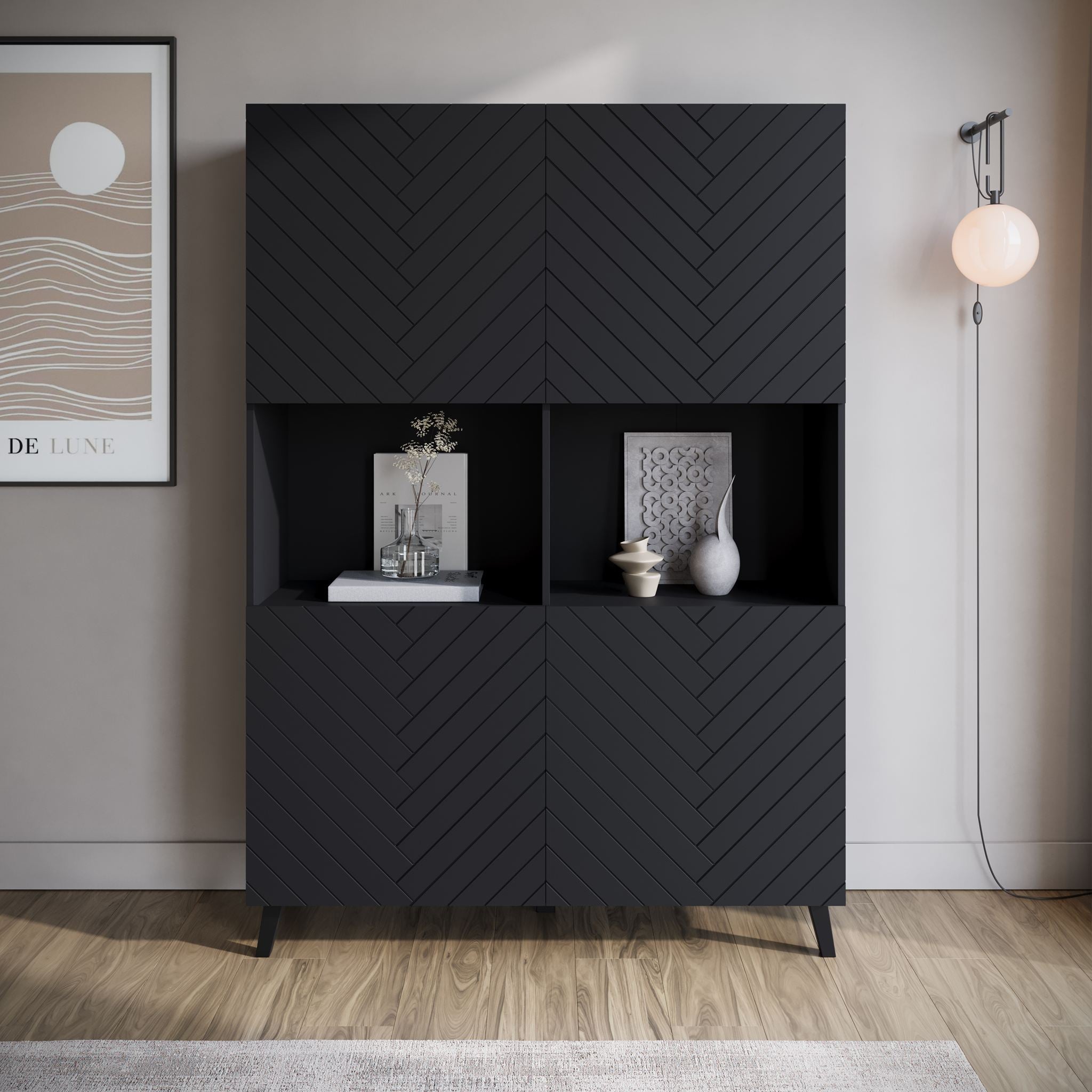 Meubella - Dressoir Pulse 2 - Zwart - 120 cm