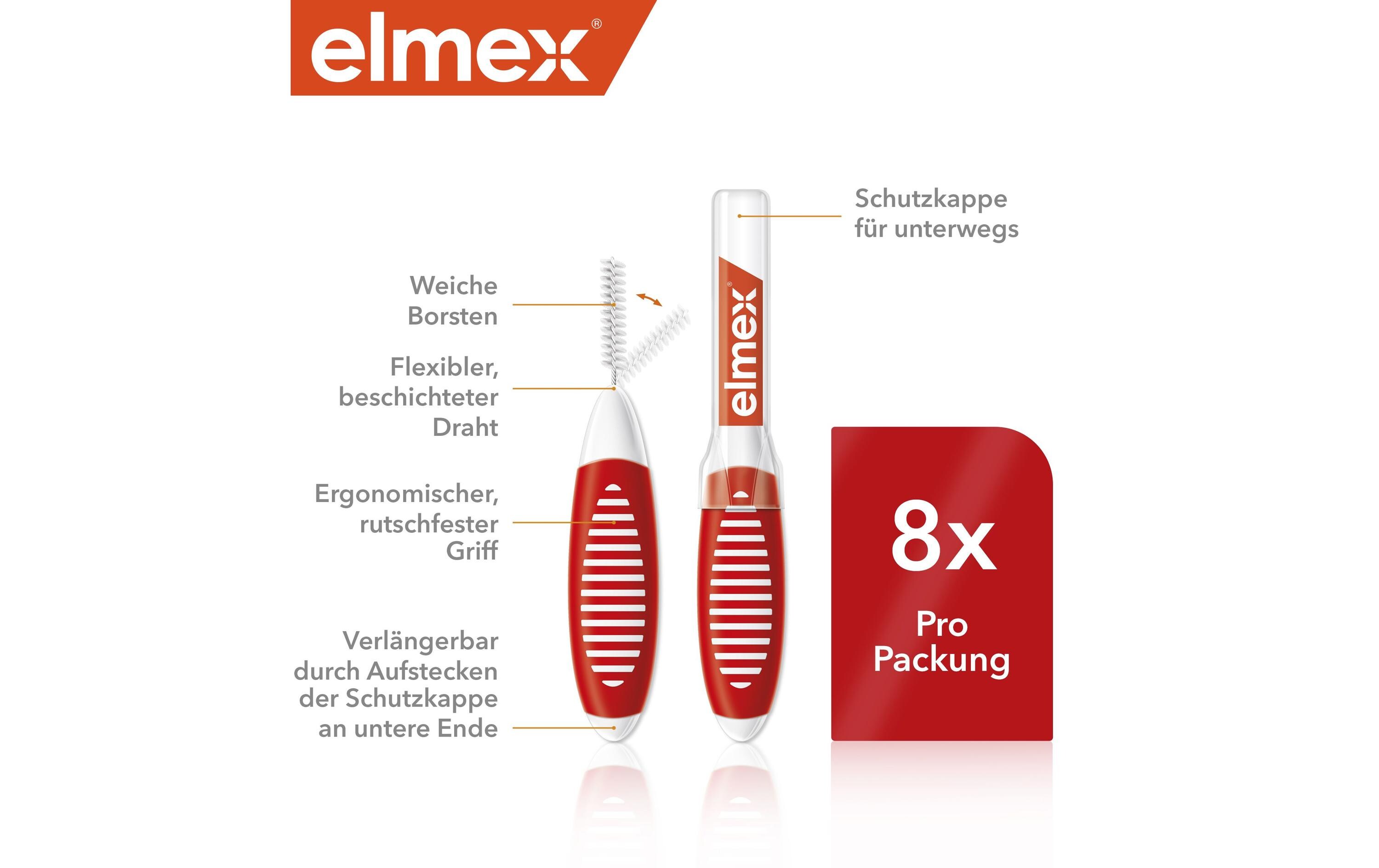 Interdentalbürsten Rot, Grösse 2 0,5 mm, 8 StückHochwertige Bürsten für eine zuverlässige Reinigung der Zahnzwischenräume