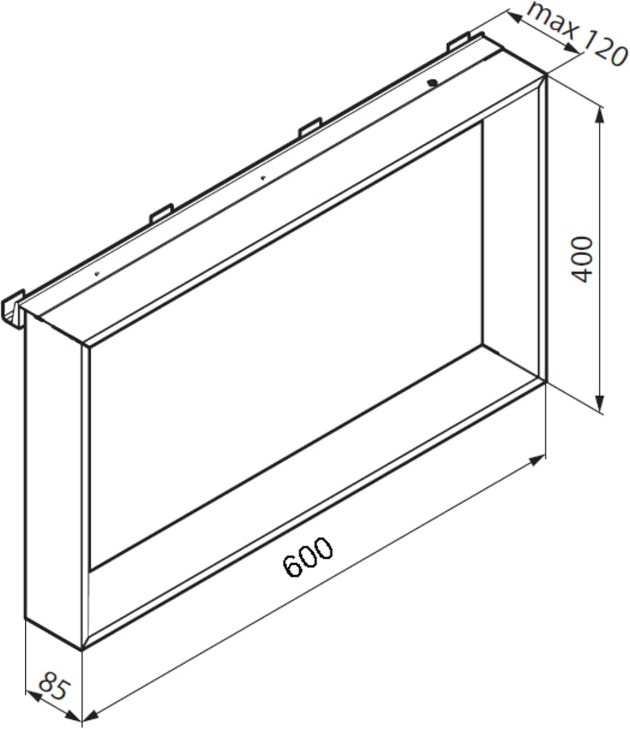 Novellini Frame hängendes Duschregal 60x8,5x40 cm Matt Schwarz