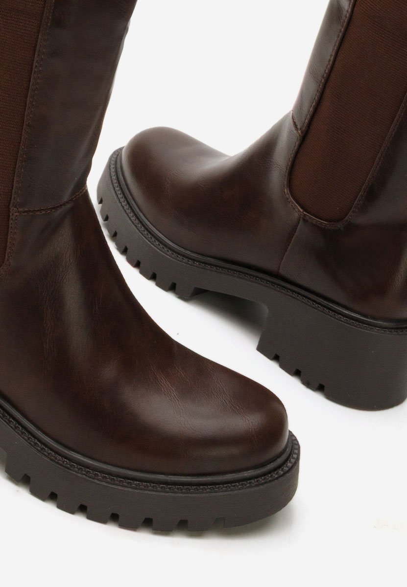 Bottes hautes femme plates brunes Calipso