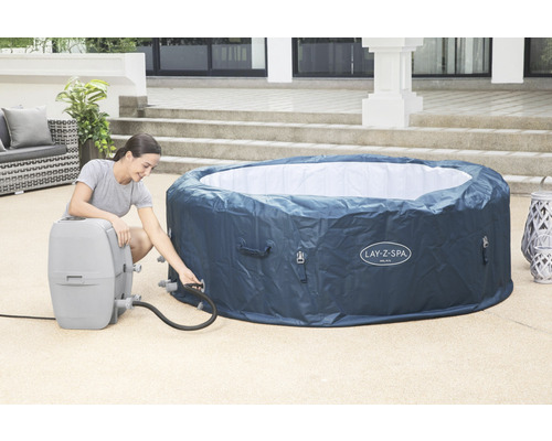 Bestway® LAY-Z-SPA® WiFi Milan AirJet Plus™ opblaasbare hottub met 140 luchtjets, geïntegreerd verwarmingssysteem, multifunctionele pomp en app-bediening, blauw