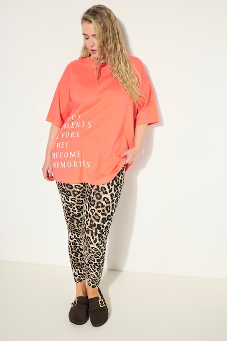 T-Shirt, oversized, Schrift Print, Rundhals, Halbarm