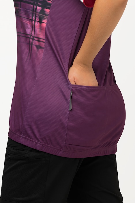 Radfahr-Shirt, Stehkragen, Tasche, Reflektor, Halbarm