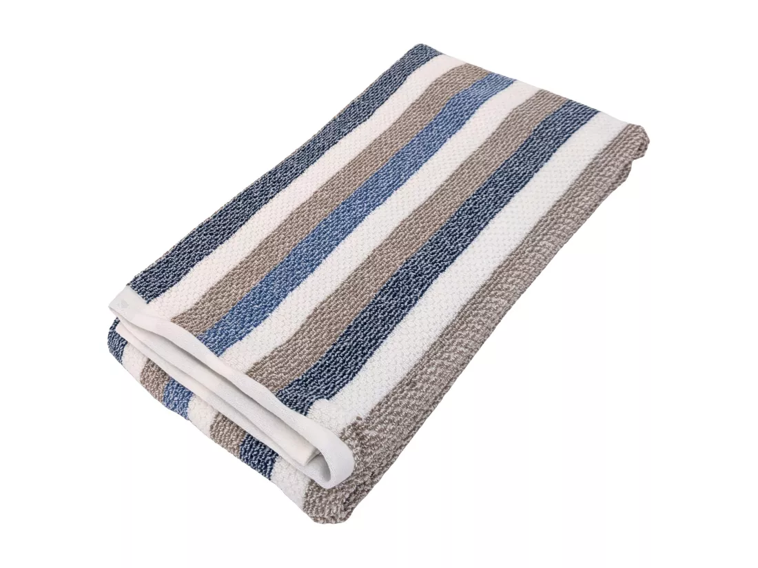 Drap de douche 70x140 cm pur coton collection VISTA blanc bleu