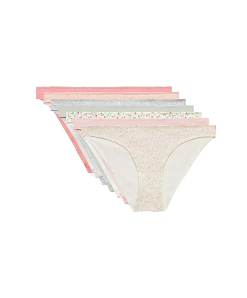 7 calcinhas clássicas de algodão estampado
