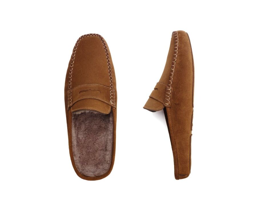 Chaussons ouverts homme velours Chamois