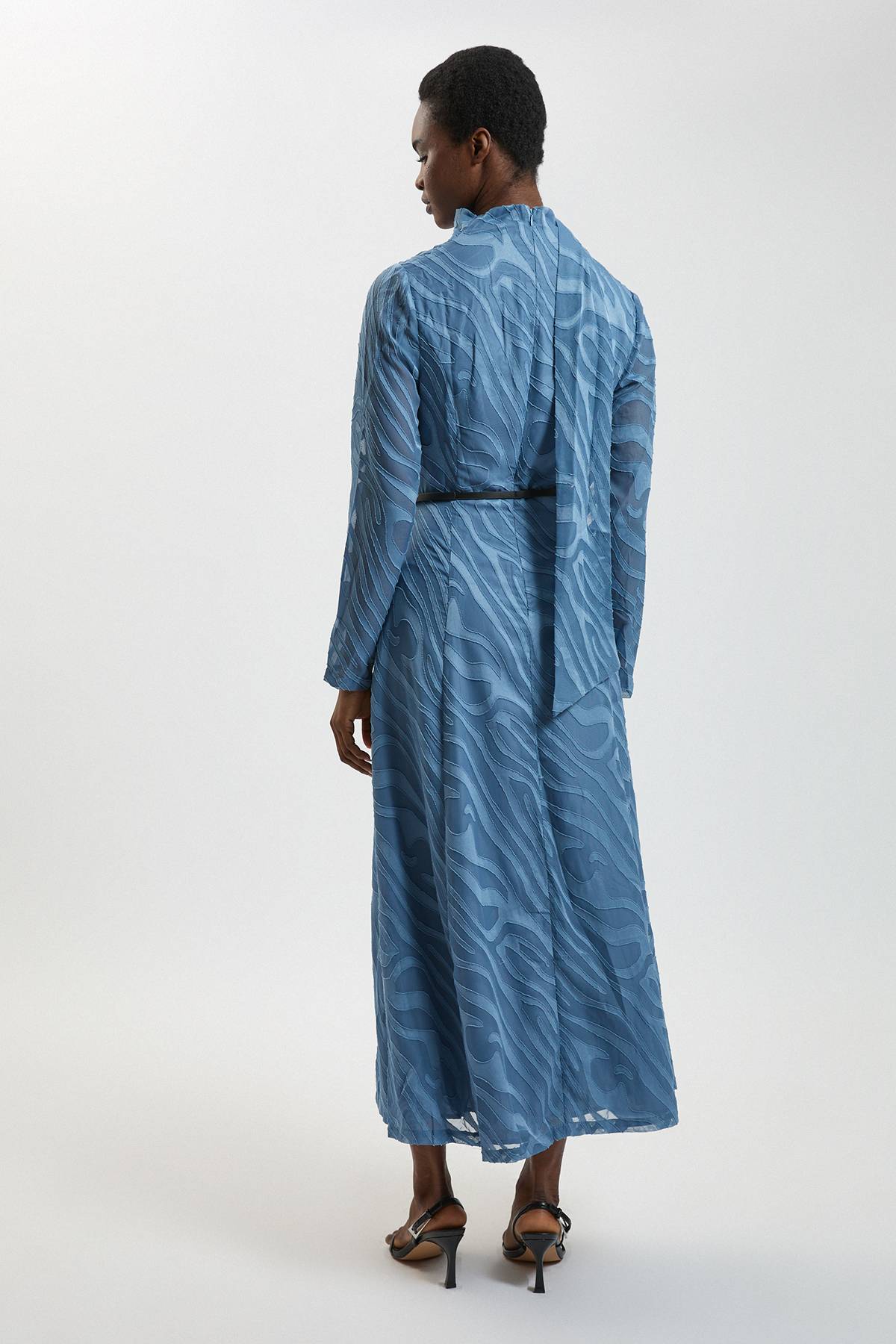 KarenMillen Robe Maxi Tissée À Détail Foulard Et Rayures Slub Auto-rayées