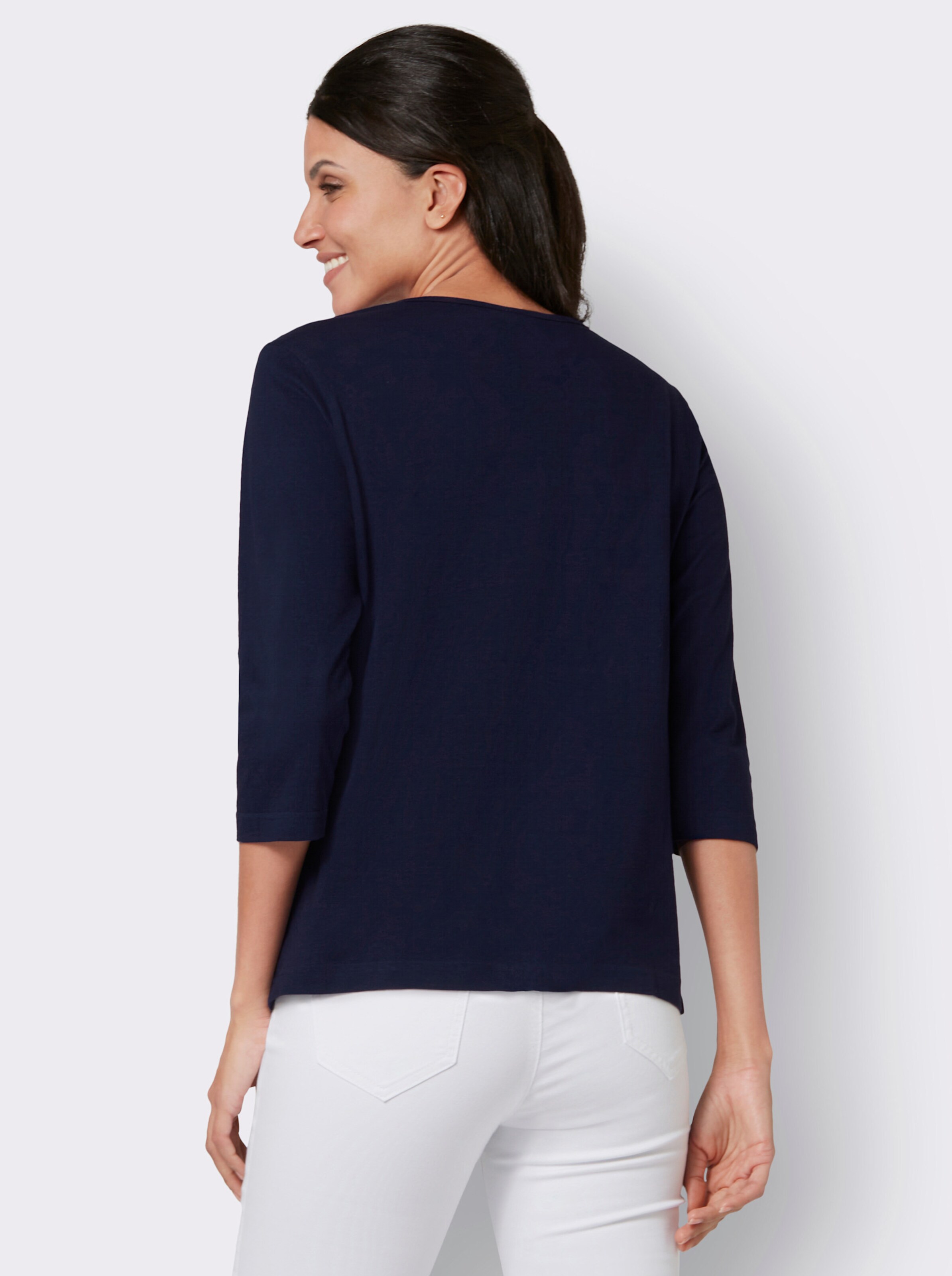 34-Arm-Shirt mit Spitze am Ausschnitt
