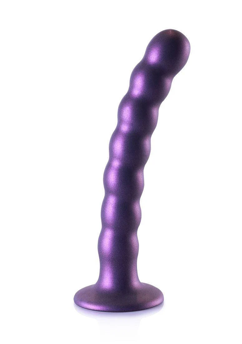 Ouch! Beaded Siliconen G-Spot dildo - 16,5 cm - metallic paars