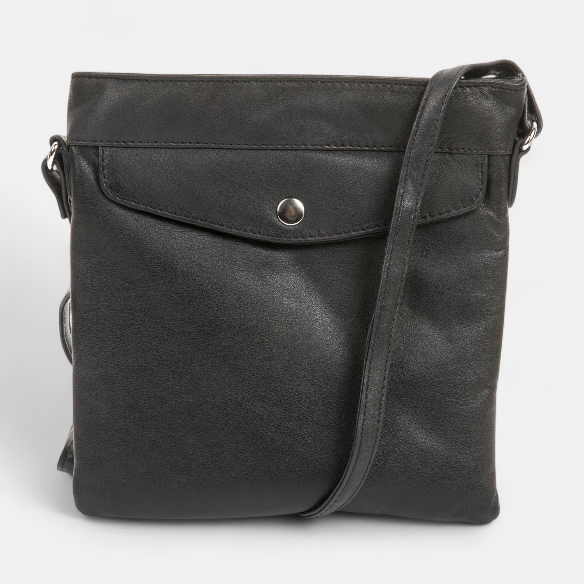 Sac bandoulière en cuir noir