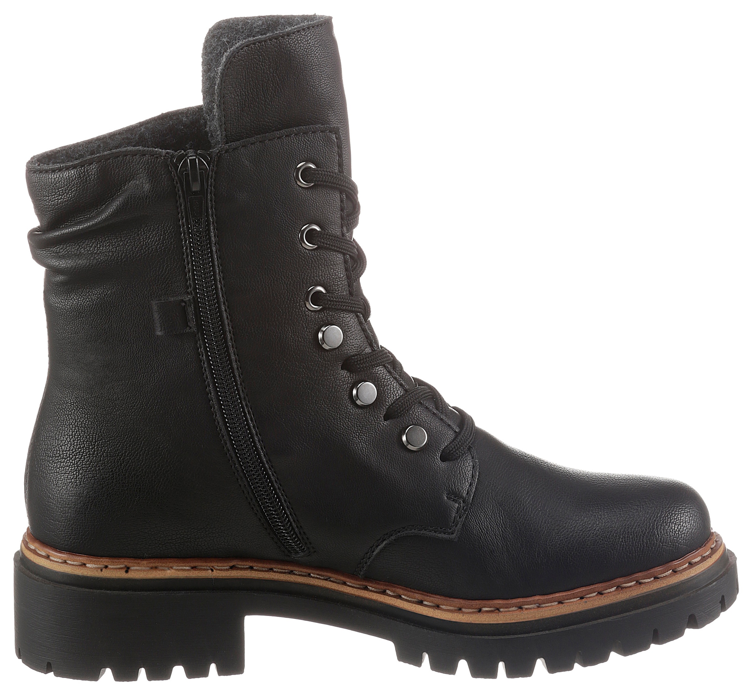 Rieker Schnürboots  , Stiefelette, Profilsohle, Blockabsatz, mit lässiger Schnürung