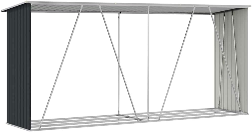 vidaXL Brennholzlager Kaminholzunterstand Brennholzregal Brennholzunterstand Kaminholzständer Holzlager Verzinkter Stahl 330x84x152cm Anthrazit