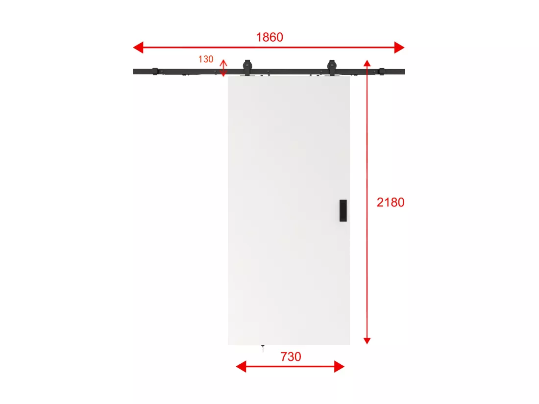 Porte coulissante avec système en applique - H205 x L73 cm - MDF + PVC Blanc - VARIN II