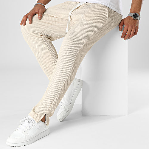 Pantalon A Rayures Beige