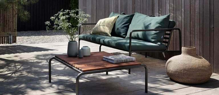 Houe Avon 2-zits loungebank frame zwart stof ash heritage