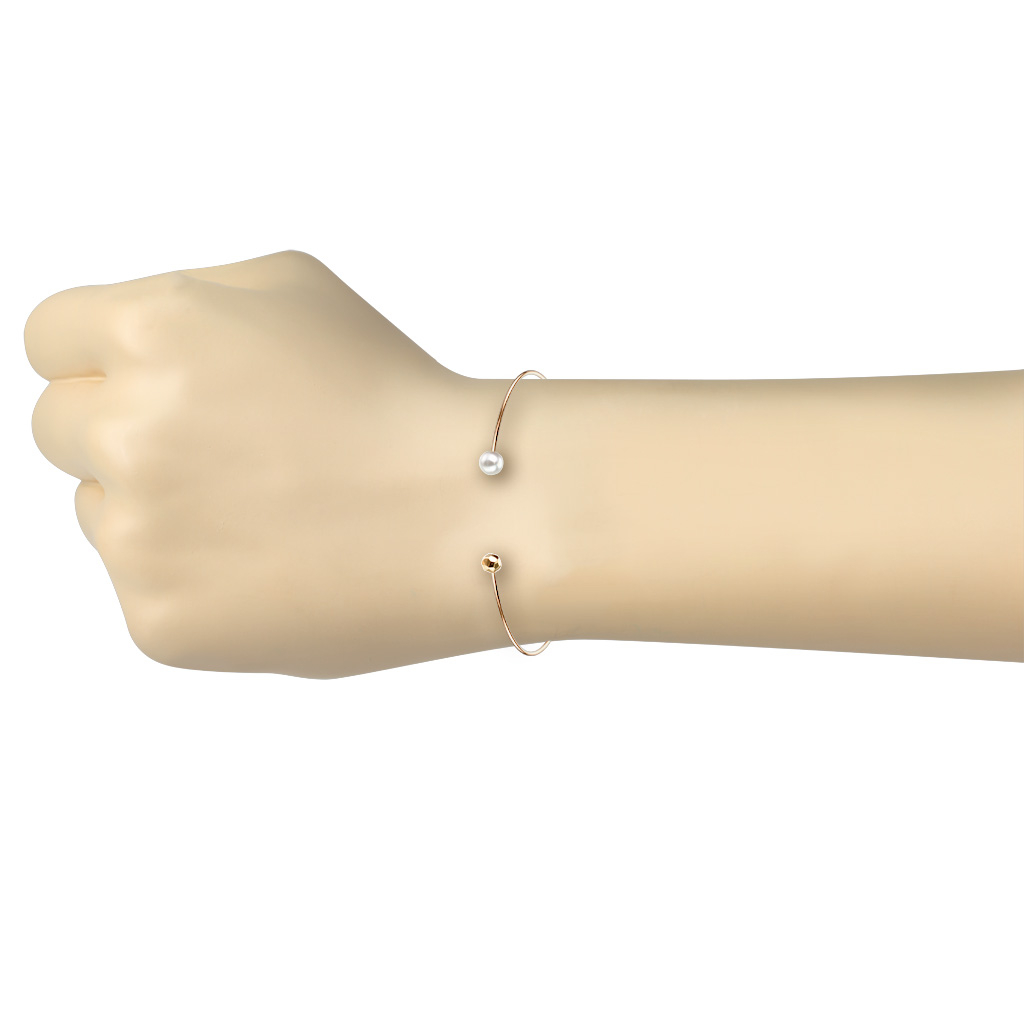 (6cm) Edelstahl Armband Armreif mit Perle - Roségold