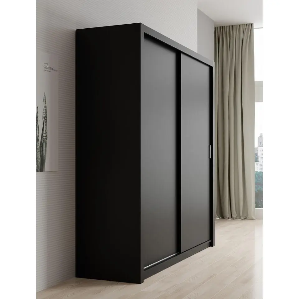 Meubella - Kledingkast Blake - Mat Zwart - 200 cm