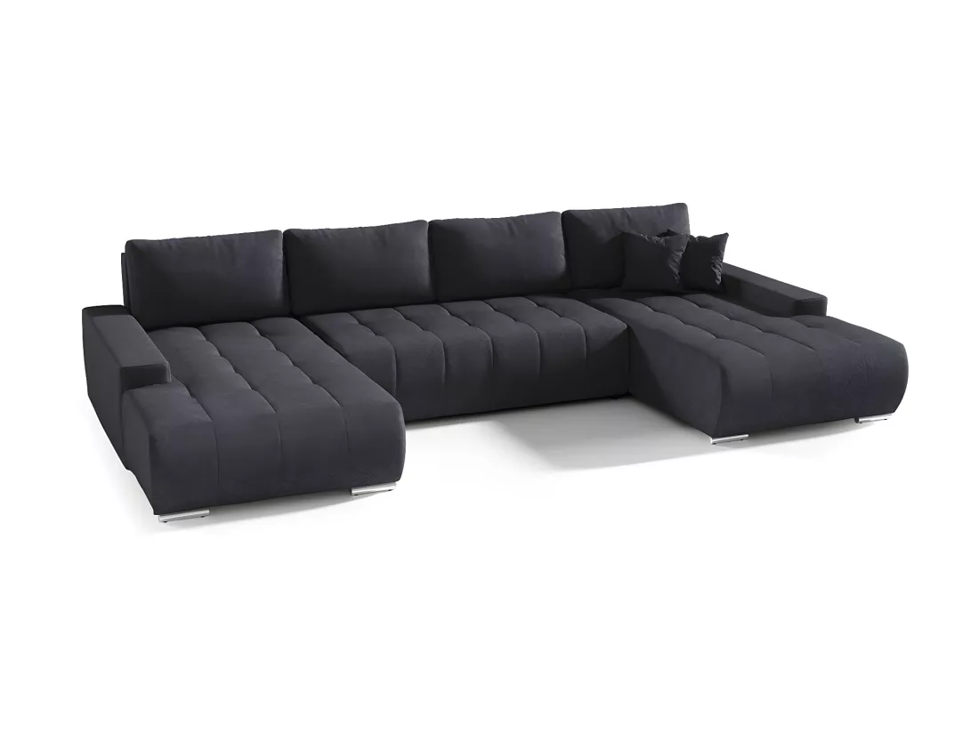 Canapé U 5 places convertible coffre Jonas Gris anthracite