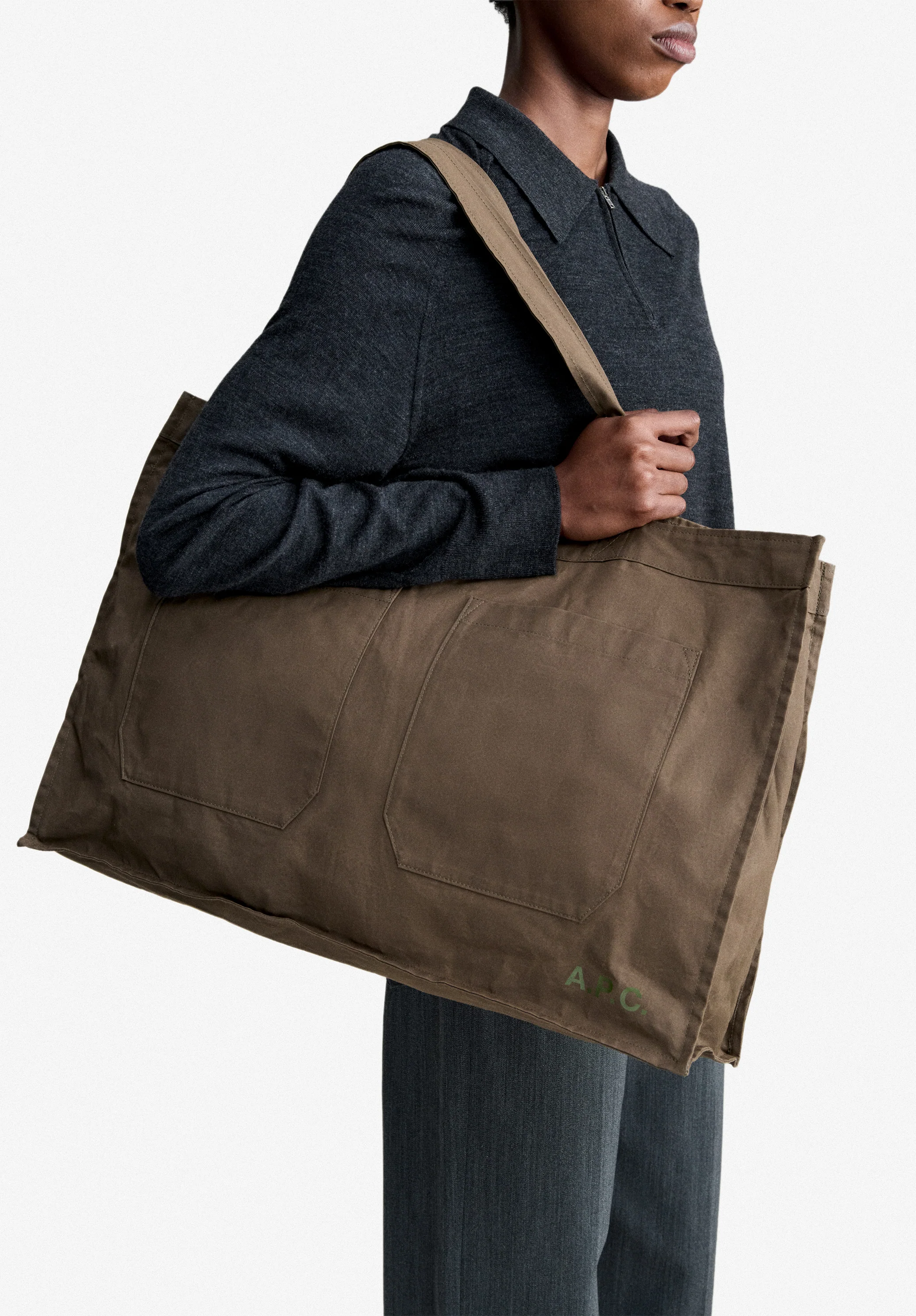 Sac double poches - Kaki