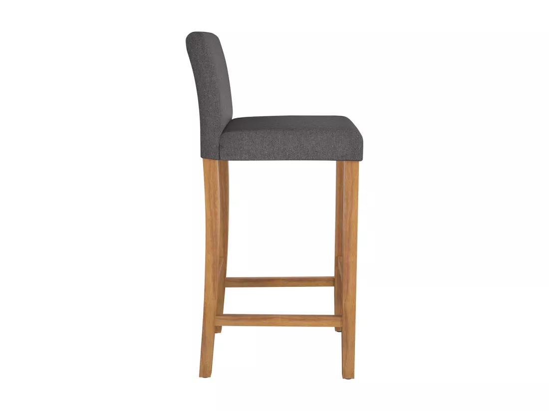 Lot de 2 chaises de bar en tissu gris foncé et pieds en bois 75 cm - Havane