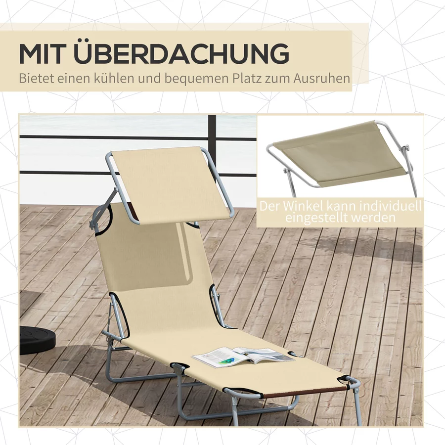 Outsunny Sonnenliege mit Sonnenschutz beige
