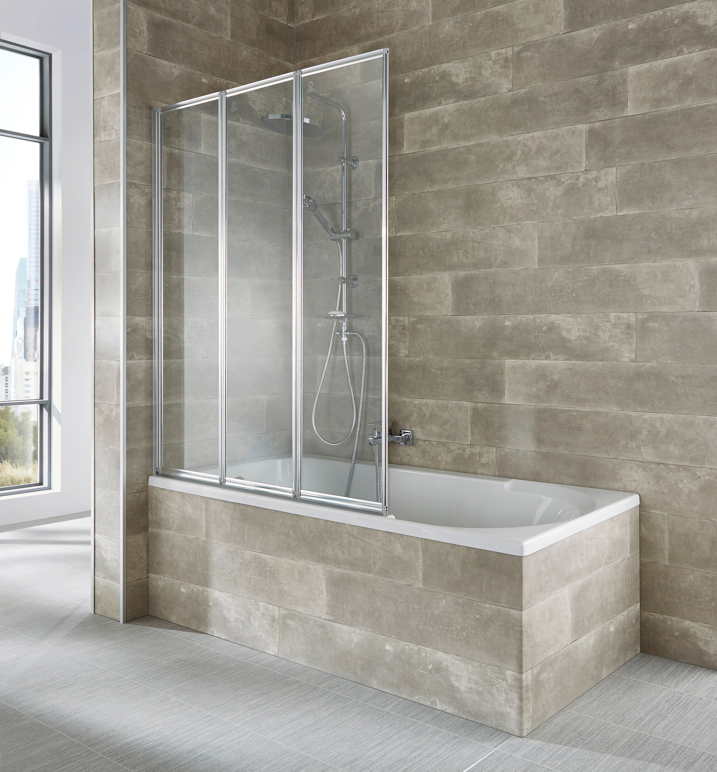 welltime Badewannenaufsatz »Nassau« 3 Stk. tlg. Badewannenfaltwand, Spritzschutzwand für Badewanne, Glaswand