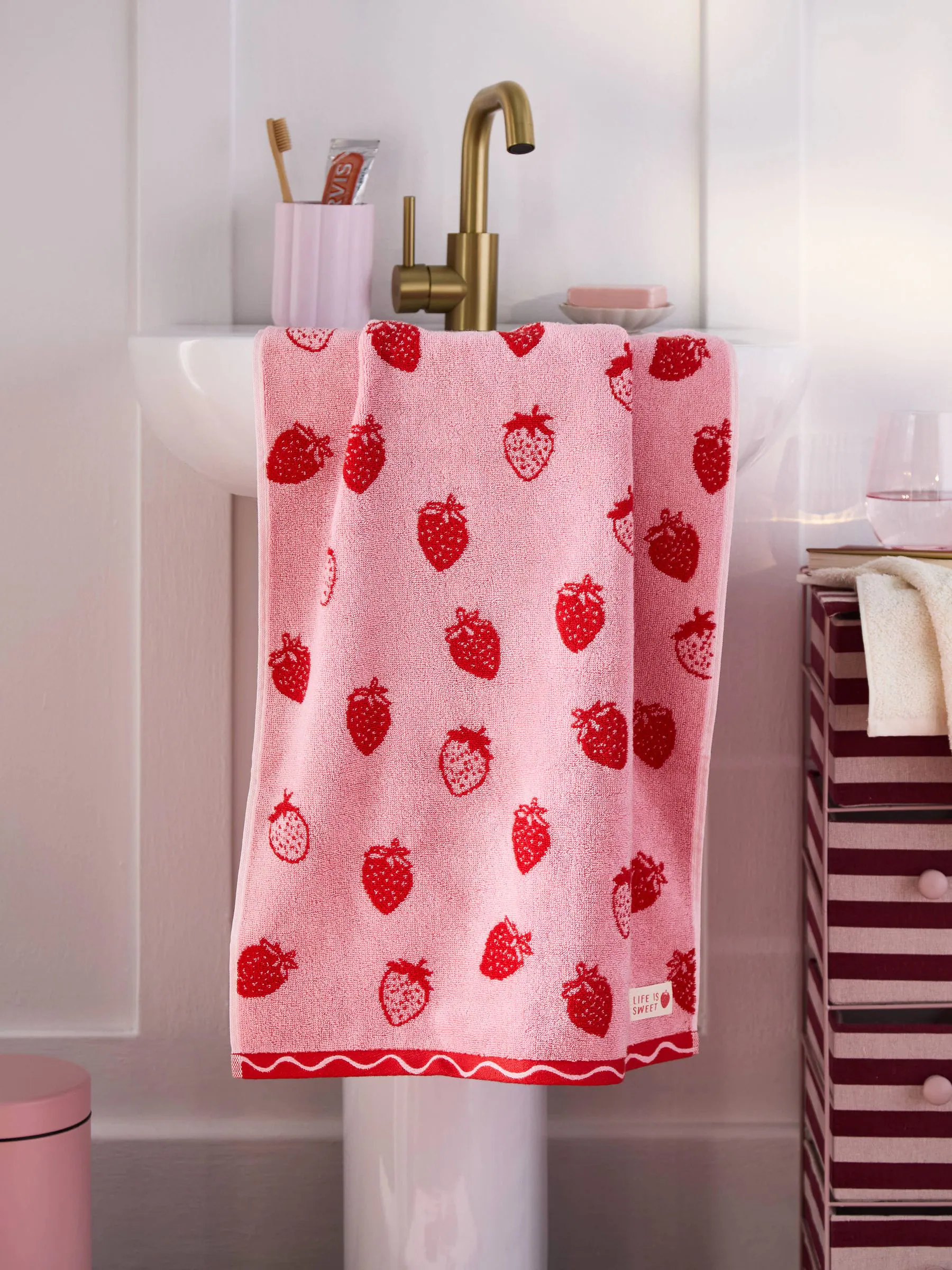 Aardbei 100% katoenen handdoek