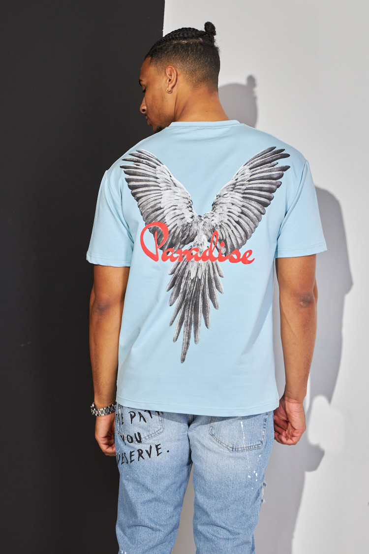 T-shirt bleu ciel paradise